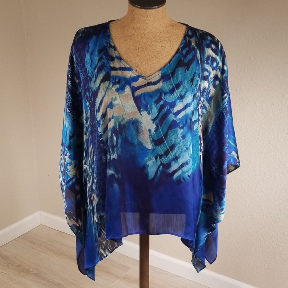 Chico's L/XL sheer blue flowy top